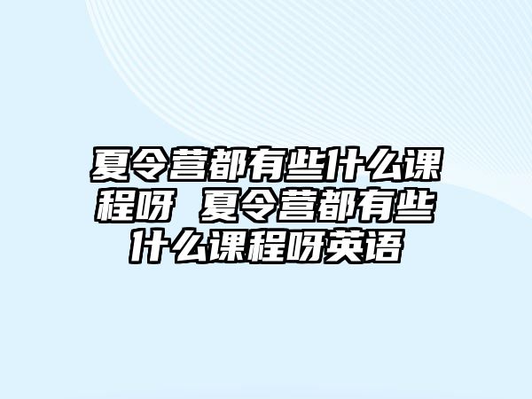 夏令營都有些什么課程呀 夏令營都有些什么課程呀英語