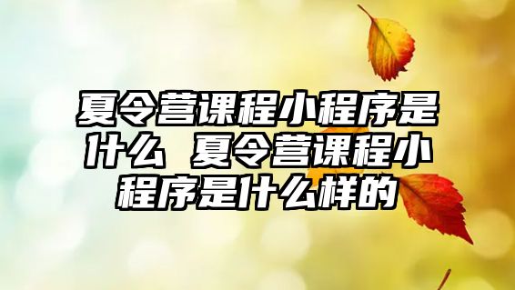 夏令營課程小程序是什么 夏令營課程小程序是什么樣的