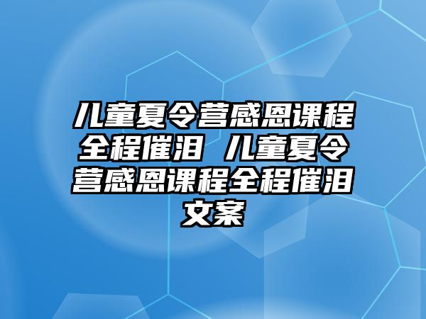 兒童夏令營感恩課程全程催淚 兒童夏令營感恩課程全程催淚文案