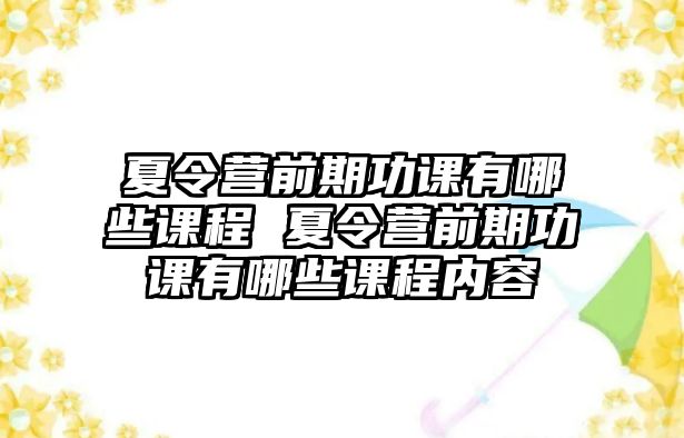 夏令營前期功課有哪些課程 夏令營前期功課有哪些課程內容