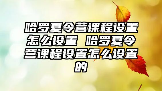 哈羅夏令營課程設置怎么設置 哈羅夏令營課程設置怎么設置的