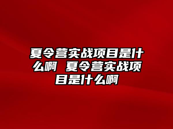 夏令營實(shí)戰(zhàn)項目是什么啊 夏令營實(shí)戰(zhàn)項目是什么啊