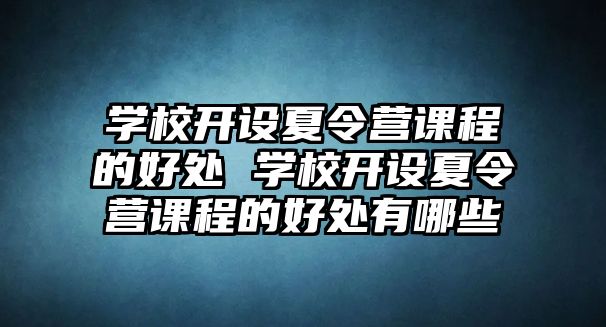 學(xué)校開設(shè)夏令營(yíng)課程的好處 學(xué)校開設(shè)夏令營(yíng)課程的好處有哪些