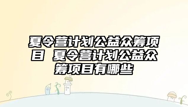 夏令營計劃公益眾籌項目 夏令營計劃公益眾籌項目有哪些