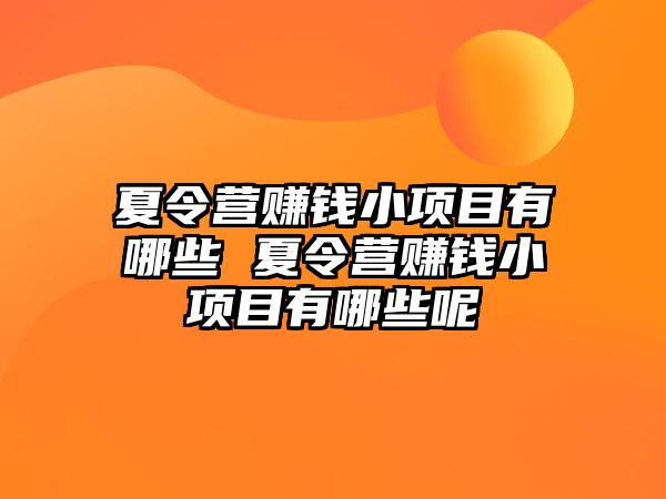 夏令營賺錢小項目有哪些 夏令營賺錢小項目有哪些呢