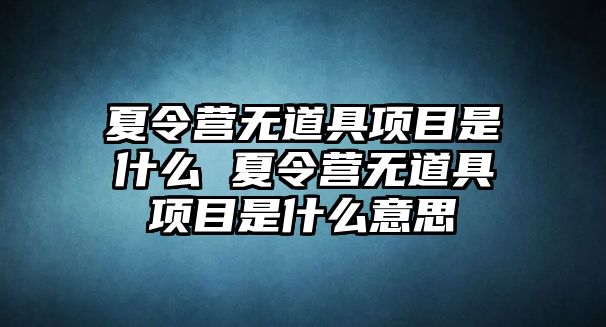 夏令營無道具項目是什么 夏令營無道具項目是什么意思