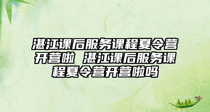 湛江課后服務課程夏令營開營啦 湛江課后服務課程夏令營開營啦嗎