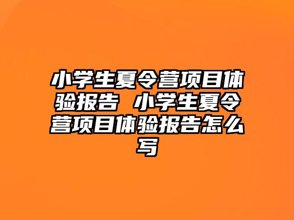 小學生夏令營項目體驗報告 小學生夏令營項目體驗報告怎么寫