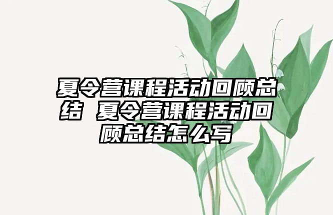 夏令營(yíng)課程活動(dòng)回顧總結(jié) 夏令營(yíng)課程活動(dòng)回顧總結(jié)怎么寫(xiě)