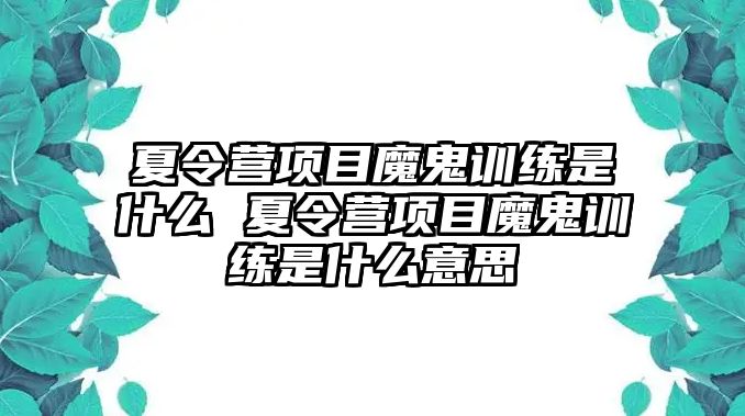 夏令營項目魔鬼訓(xùn)練是什么 夏令營項目魔鬼訓(xùn)練是什么意思