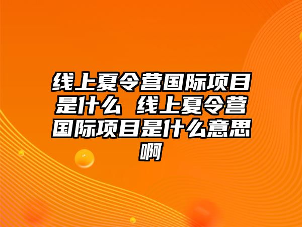 線上夏令營國際項目是什么 線上夏令營國際項目是什么意思啊