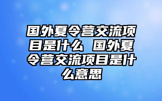 國外夏令營交流項目是什么 國外夏令營交流項目是什么意思