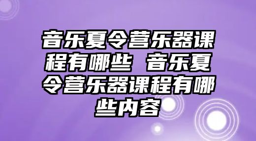 音樂夏令營樂器課程有哪些 音樂夏令營樂器課程有哪些內容