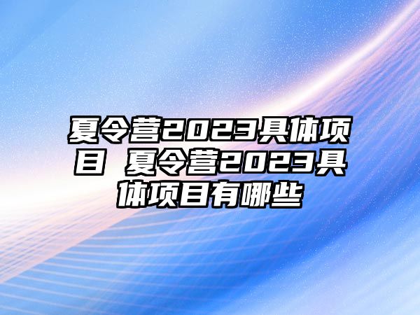 夏令營2023具體項目 夏令營2023具體項目有哪些