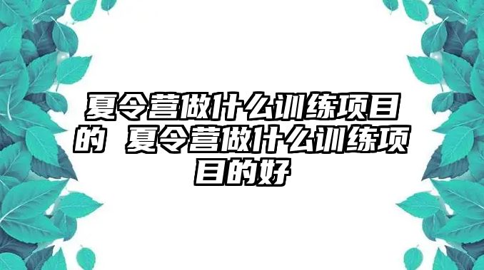 夏令營做什么訓練項目的 夏令營做什么訓練項目的好