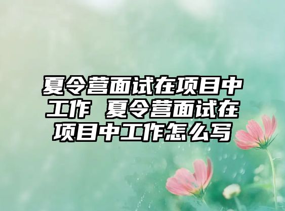 夏令營面試在項目中工作 夏令營面試在項目中工作怎么寫