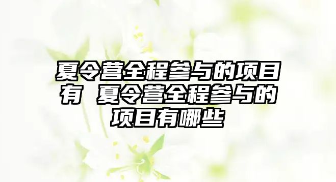 夏令營全程參與的項目有 夏令營全程參與的項目有哪些