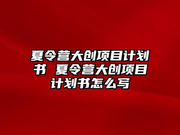 夏令營大創項目計劃書 夏令營大創項目計劃書怎么寫