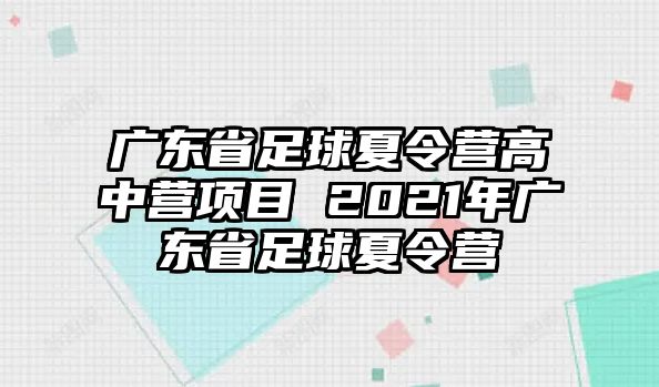 廣東省足球夏令營高中營項目 2021年廣東省足球夏令營