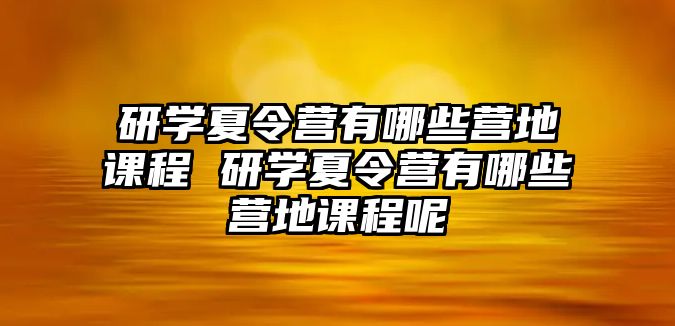 研學夏令營有哪些營地課程 研學夏令營有哪些營地課程呢