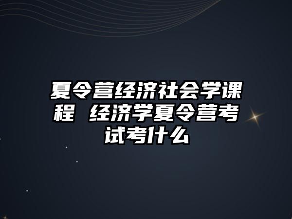 夏令營經濟社會學課程 經濟學夏令營考試考什么