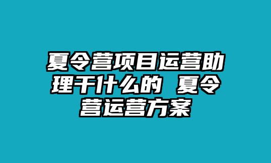 夏令營項目運營助理干什么的 夏令營運營方案