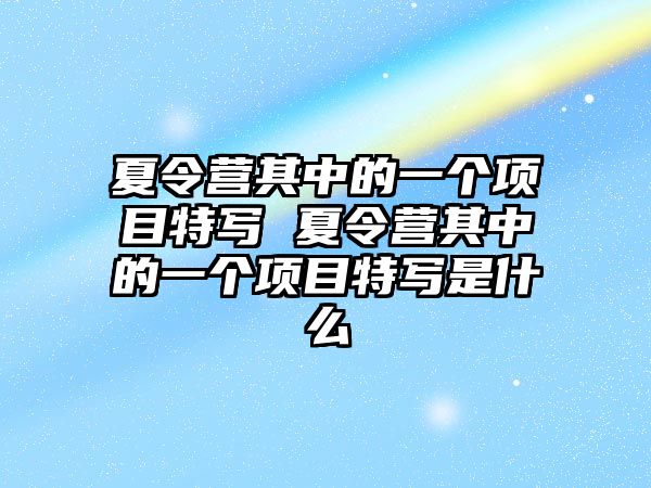 夏令營其中的一個項目特寫 夏令營其中的一個項目特寫是什么