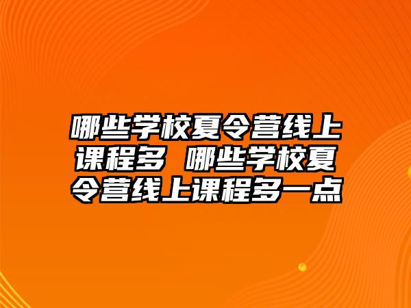 哪些學校夏令營線上課程多 哪些學校夏令營線上課程多一點