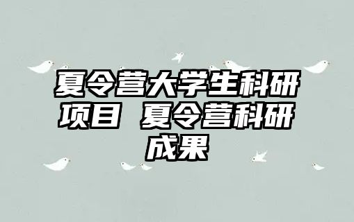 夏令營大學生科研項目 夏令營科研成果