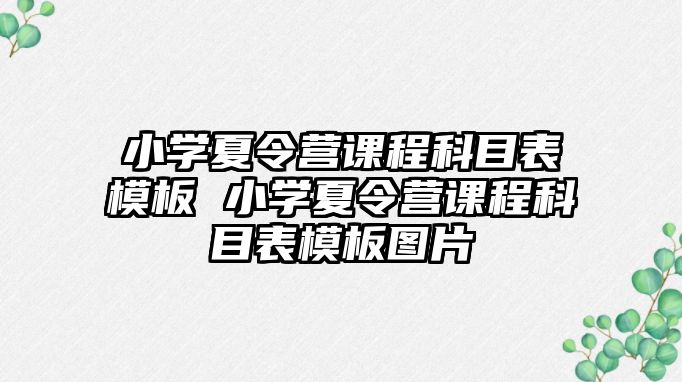 小學夏令營課程科目表模板 小學夏令營課程科目表模板圖片