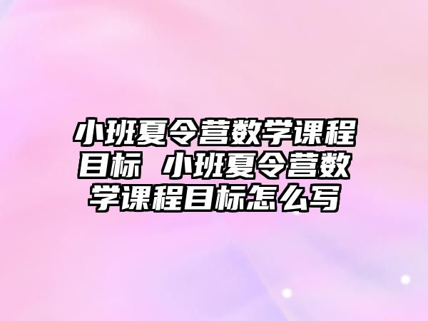 小班夏令營數學課程目標 小班夏令營數學課程目標怎么寫