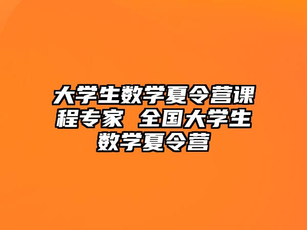 大學生數學夏令營課程專家 全國大學生數學夏令營