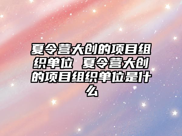 夏令營大創的項目組織單位 夏令營大創的項目組織單位是什么