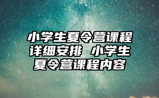 小學生夏令營課程詳細安排 小學生夏令營課程內容