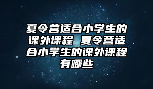 夏令營(yíng)適合小學(xué)生的課外課程 夏令營(yíng)適合小學(xué)生的課外課程有哪些