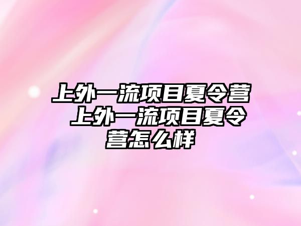 上外一流項目夏令營 上外一流項目夏令營怎么樣