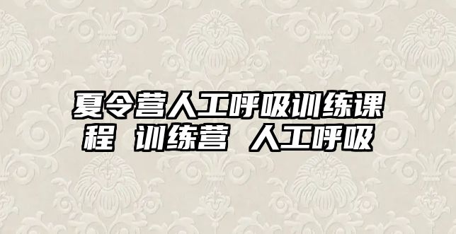 夏令營人工呼吸訓練課程 訓練營 人工呼吸