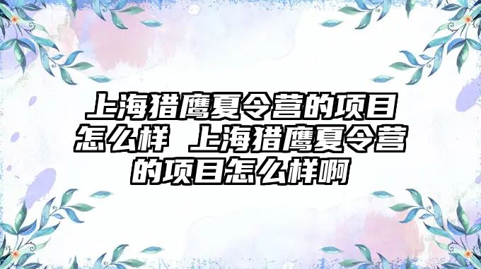 上海獵鷹夏令營的項目怎么樣 上海獵鷹夏令營的項目怎么樣啊