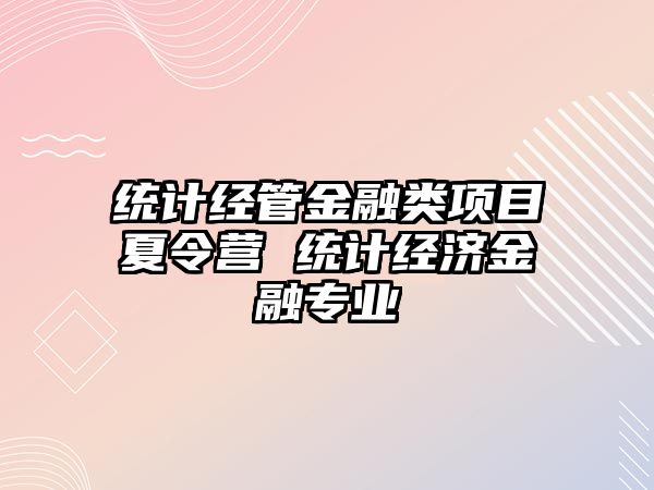 統計經管金融類項目夏令營 統計經濟金融專業