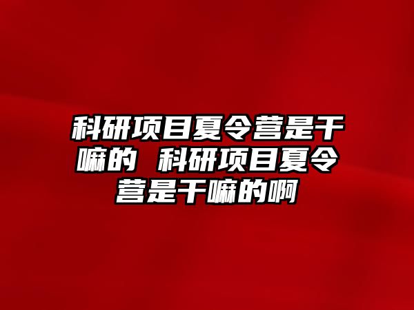 科研項目夏令營是干嘛的 科研項目夏令營是干嘛的啊