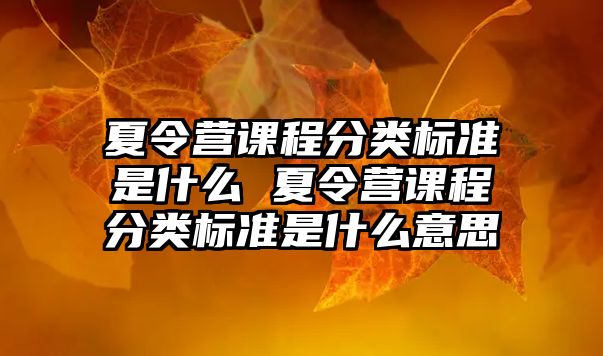 夏令營課程分類標準是什么 夏令營課程分類標準是什么意思