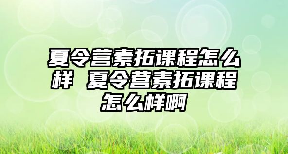 夏令營素拓課程怎么樣 夏令營素拓課程怎么樣啊