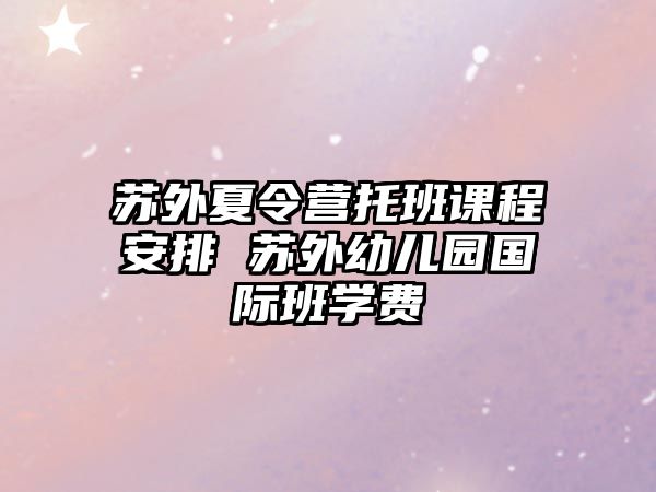 蘇外夏令營托班課程安排 蘇外幼兒園國際班學費