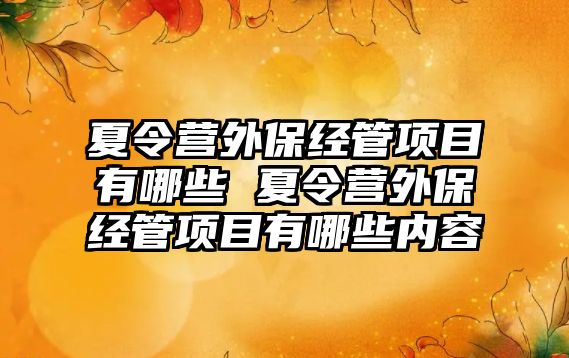 夏令營外保經管項目有哪些 夏令營外保經管項目有哪些內容