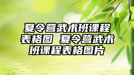 夏令營武術班課程表格圖 夏令營武術班課程表格圖片