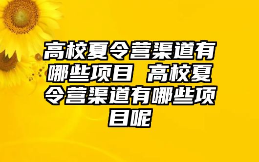 高校夏令營渠道有哪些項目 高校夏令營渠道有哪些項目呢