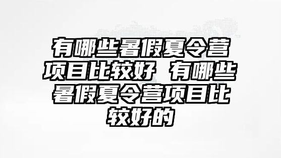 有哪些暑假夏令營(yíng)項(xiàng)目比較好 有哪些暑假夏令營(yíng)項(xiàng)目比較好的