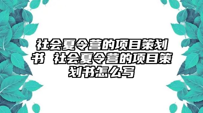 社會夏令營的項目策劃書 社會夏令營的項目策劃書怎么寫