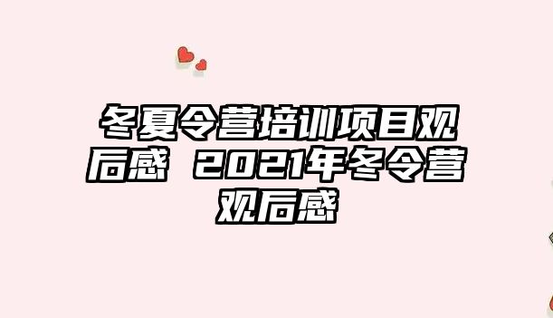 冬夏令營培訓項目觀后感 2021年冬令營觀后感