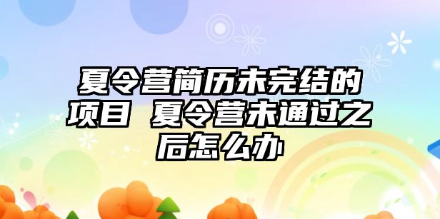 夏令營簡歷未完結的項目 夏令營未通過之后怎么辦